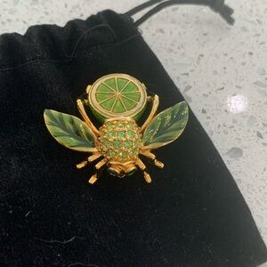 Collectible Joan Rivers lime Bee Brooch New